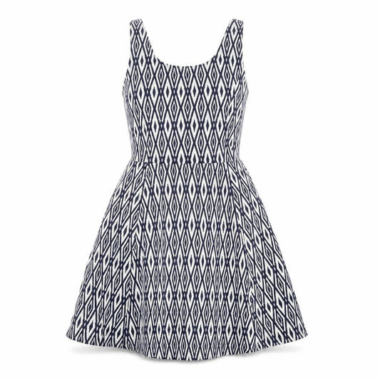 Divided Womens Blue Geometric  Skater Dress  Size 6