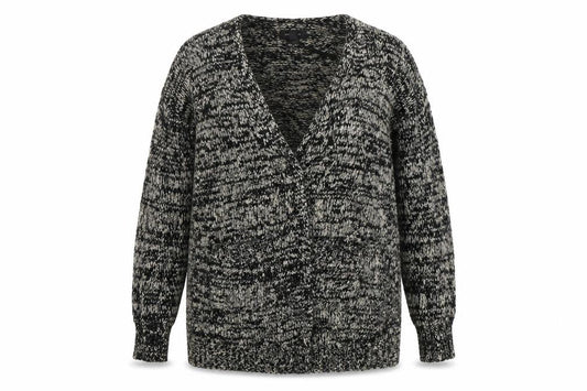 Front view of Atmosphere women’s black cardigan jumper, size UK 10