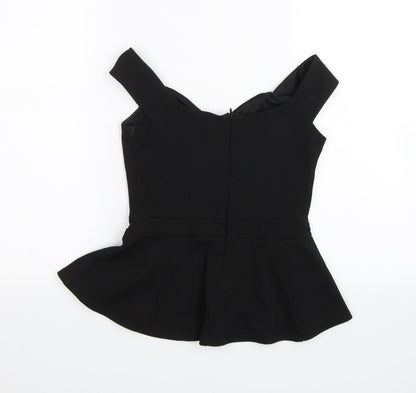 Back view of Miss Selfridge women’s black basic blouse, size UK 6