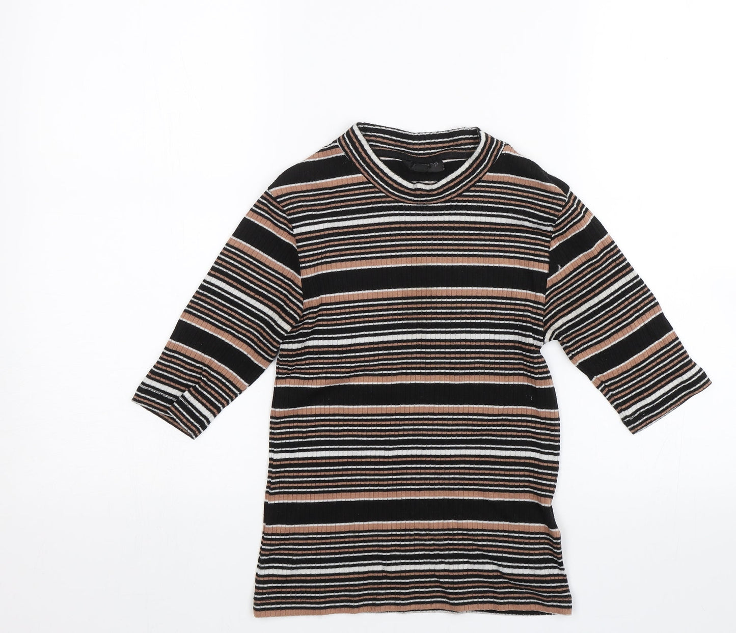 Topshop Womens Black Striped  Basic Blouse Size 8