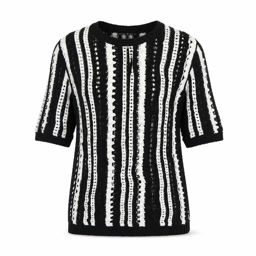 BHM Womens Black Striped  Pullover Jumper Size M