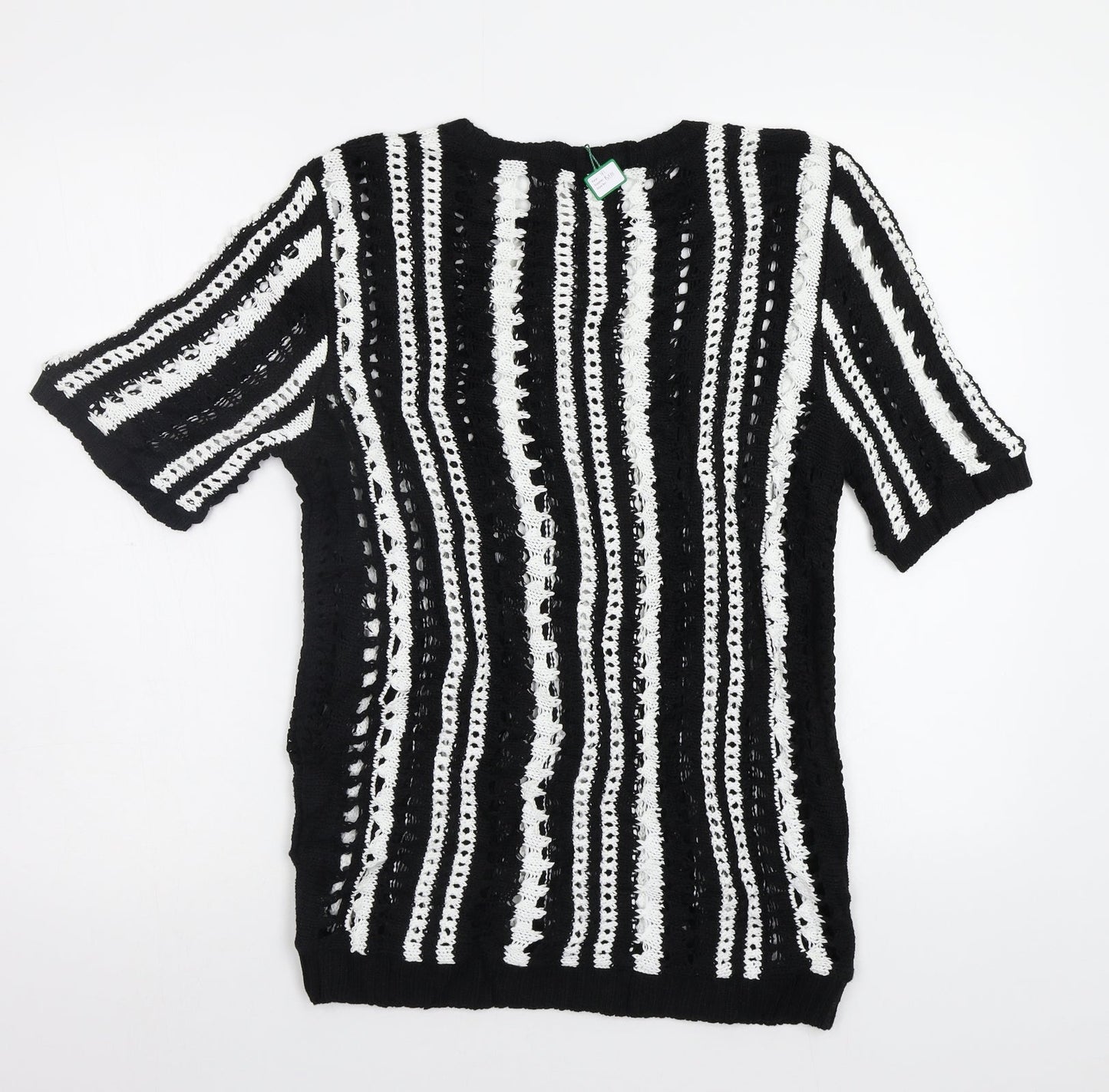 BHM Womens Black Striped  Pullover Jumper Size M