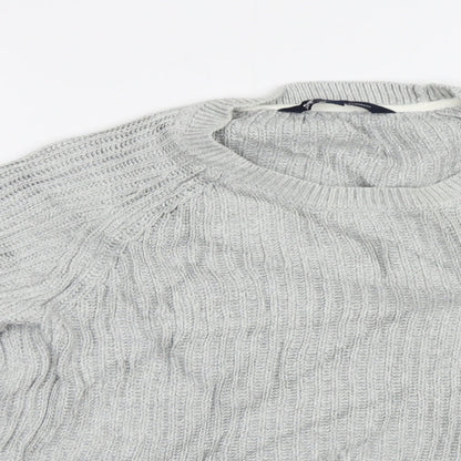 Close-up detail of Crew Clothing Grey Striped jumper, size 12