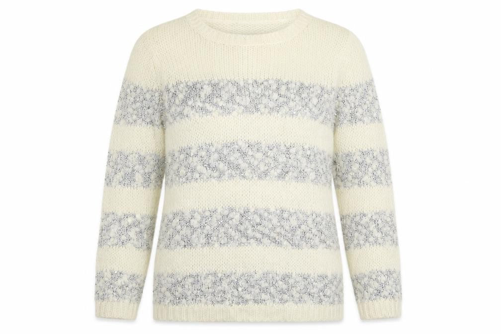 Topshop Womens Beige Striped  Pullover Jumper Size 8  - Sequin detail