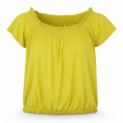 Front view of Papaya women’s yellow basic blouse, size UK 12