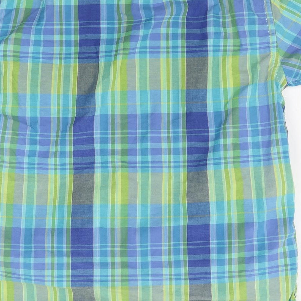 Bar Harbour Mens Blue Plaid   Button-Up Size M