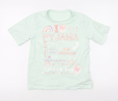 Additional front view of Nutmeg girls’ green basic t-shirt, size 12-13, years