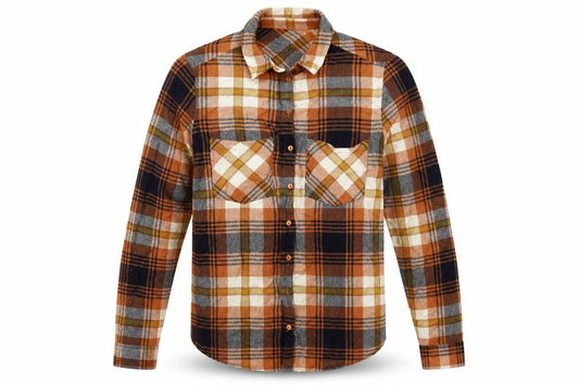 VILA Mens Orange Plaid   Button-Up Size S