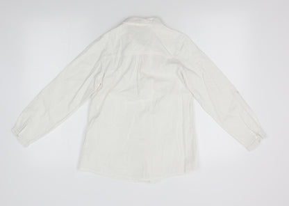 Back view of Young Dimension girls’ white basic button-up, size 10-11, years