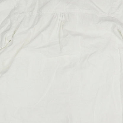 Brand and care label for Young Dimension girls’ white basic button-up, size 10-11, years