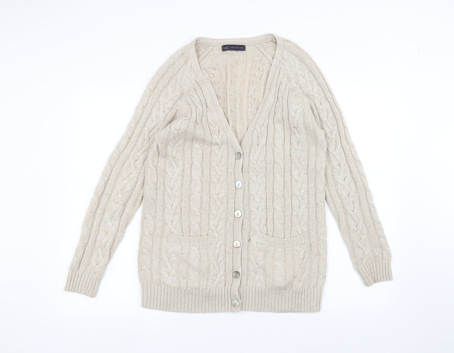 Marks and Spencer Womens Beige   Jacket Coatigan Size 8