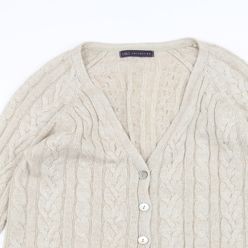 Marks and Spencer Womens Beige   Jacket Coatigan Size 8