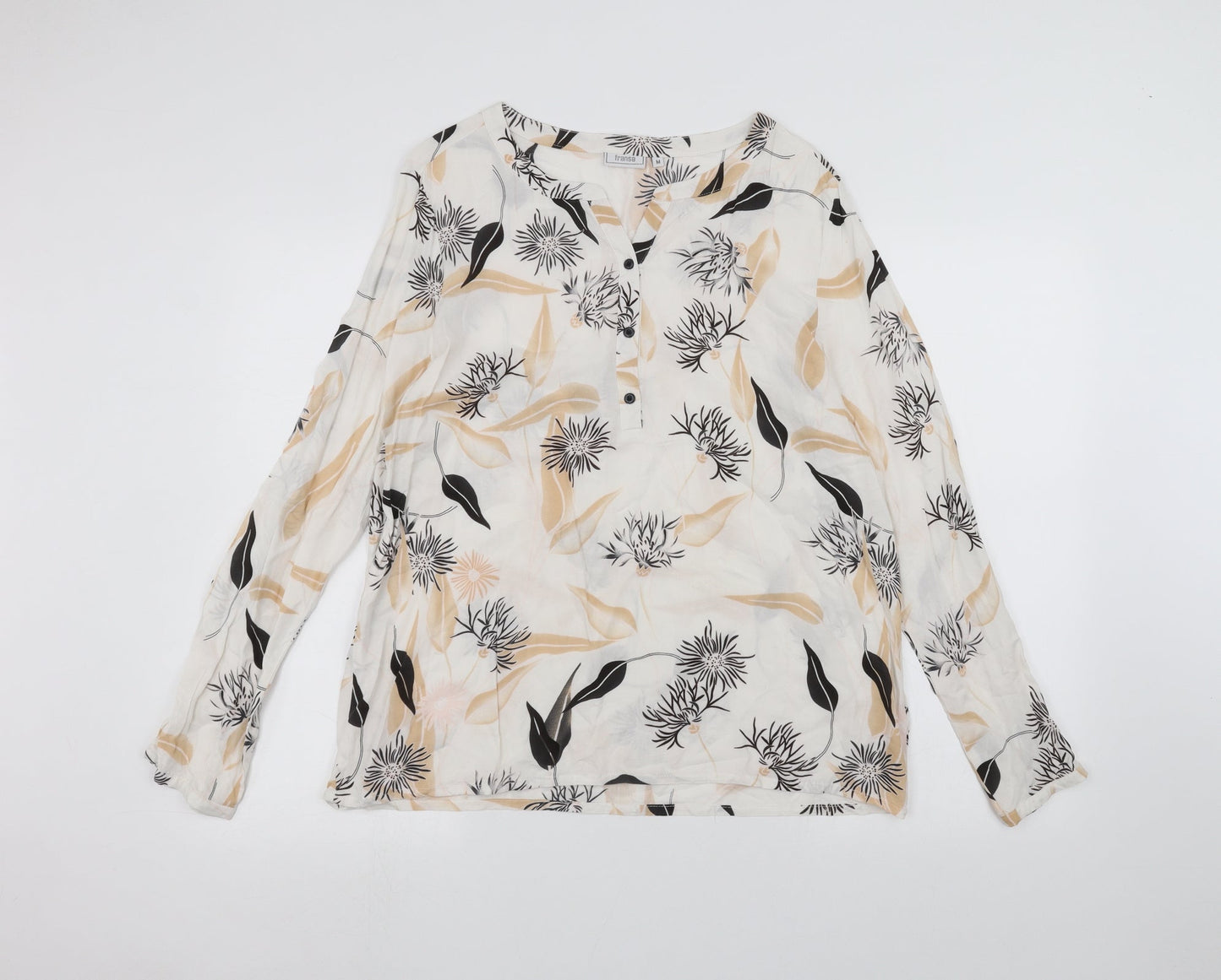 fransa Womens White Floral  Basic Blouse Size M