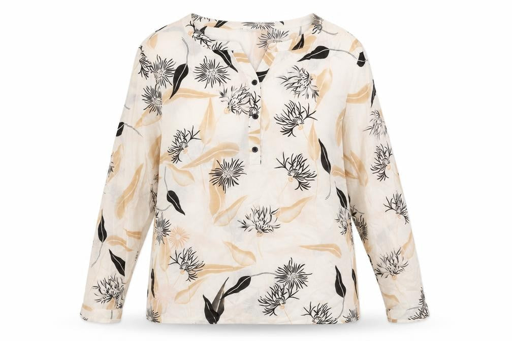 fransa Womens White Floral  Basic Blouse Size M