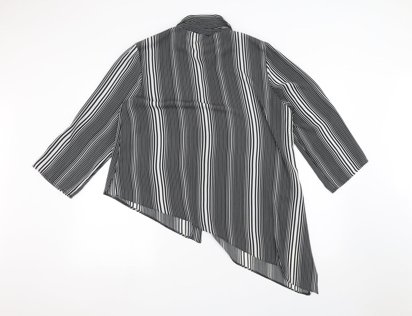 Peacocks Womens White Striped  Basic Button-Up Size 14