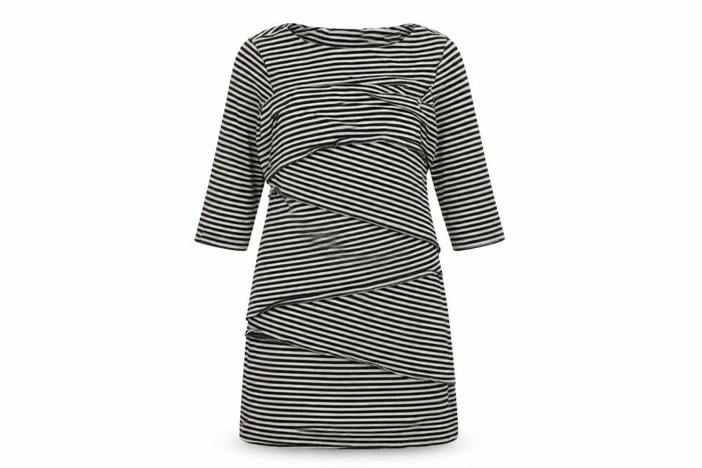 Emma & Michele Womens White Striped  A-Line  Size S