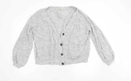 Papaya Womens Grey  Knit Cardigan Jumper Size M