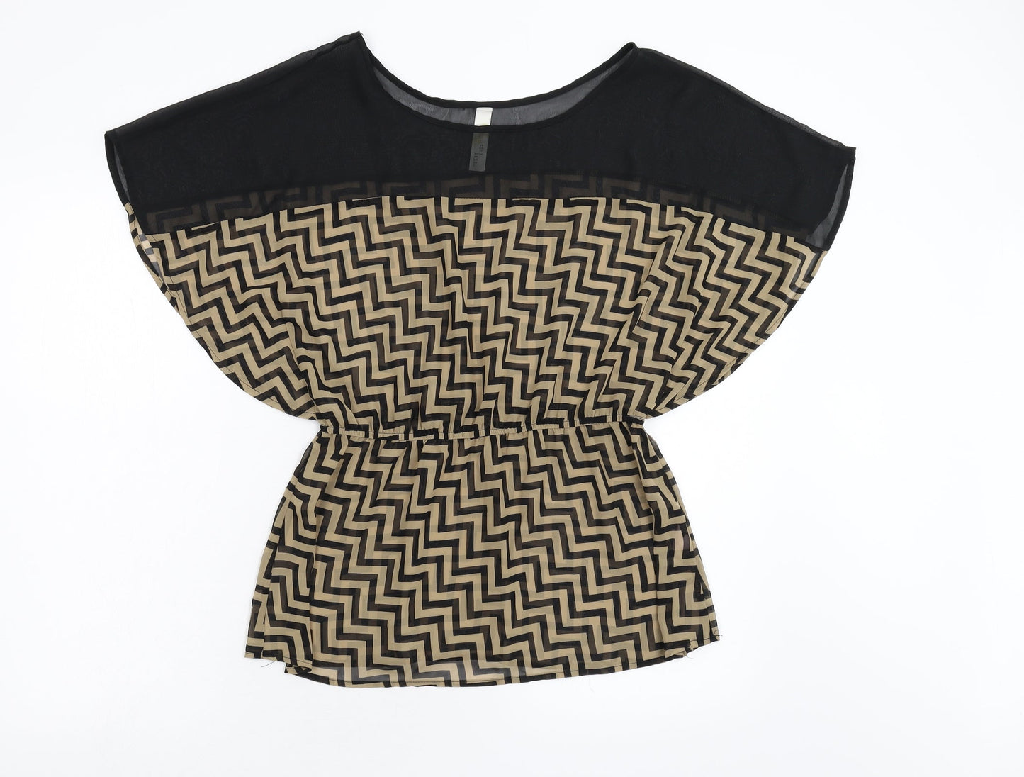 Tini Lili Womens Brown Geometric  Basic Blouse Size M