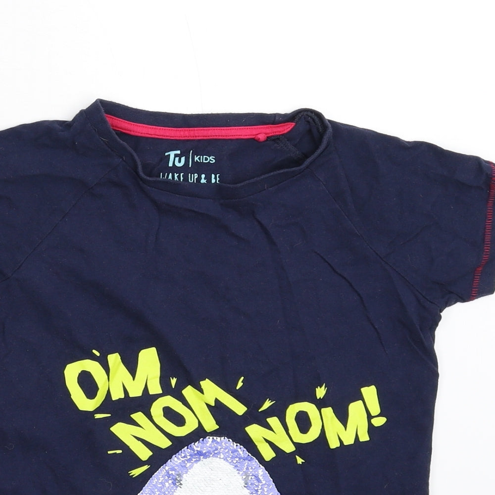 TU Girls Blue Solid  Top Pyjama Top Size 9-10 Years