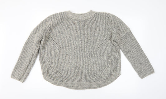 Only Womens Grey Striped  Pullover Jumper Size L
