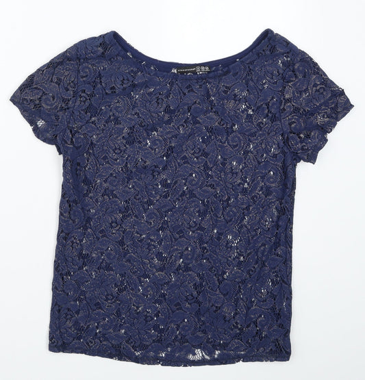 Atmosphere Womens Blue  Lace Basic T-Shirt Size 6