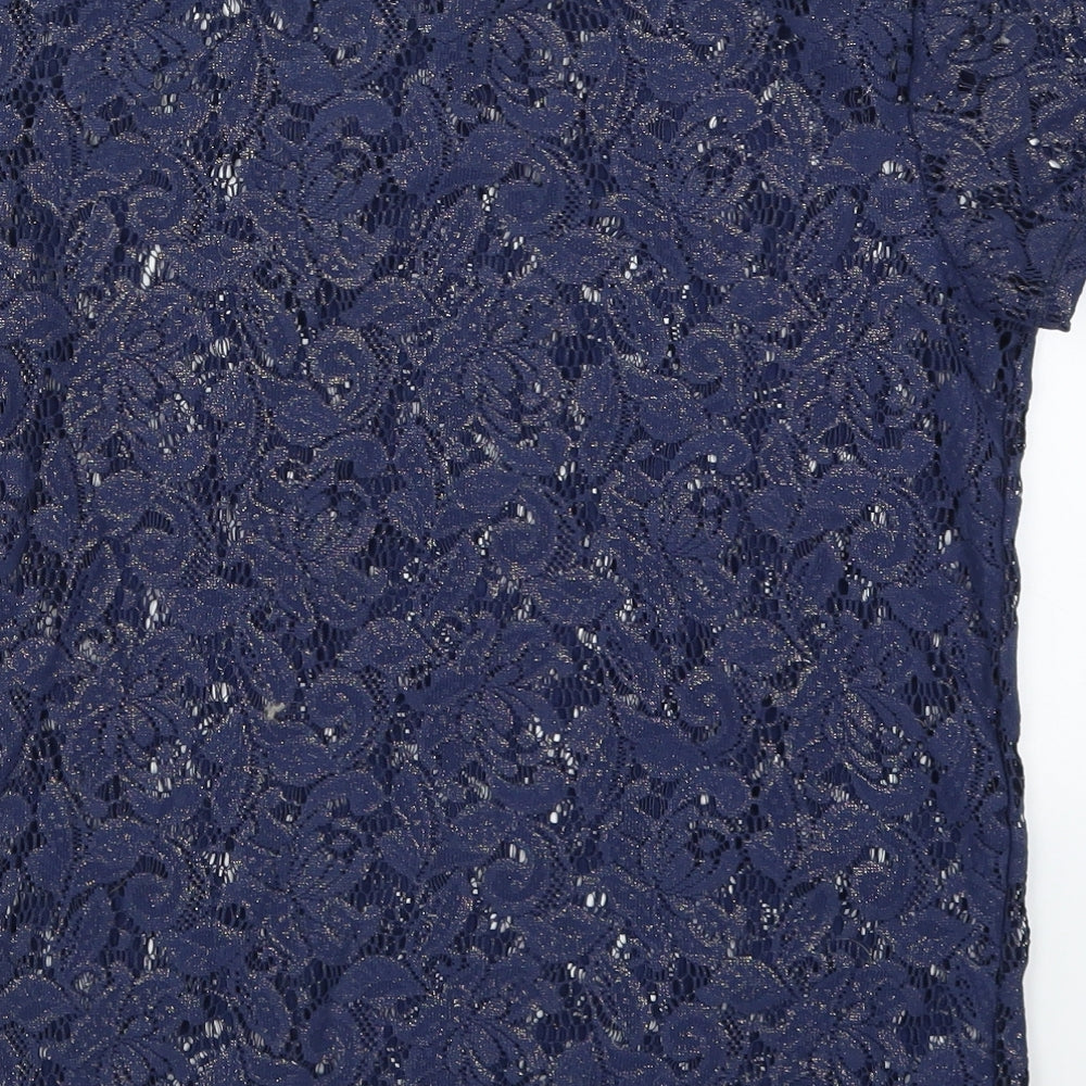 Atmosphere Womens Blue  Lace Basic T-Shirt Size 6