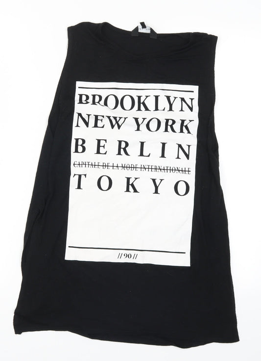 New Look Womens Black   Basic T-Shirt Size 8  - Brooklyn New York Berlin Tokyo