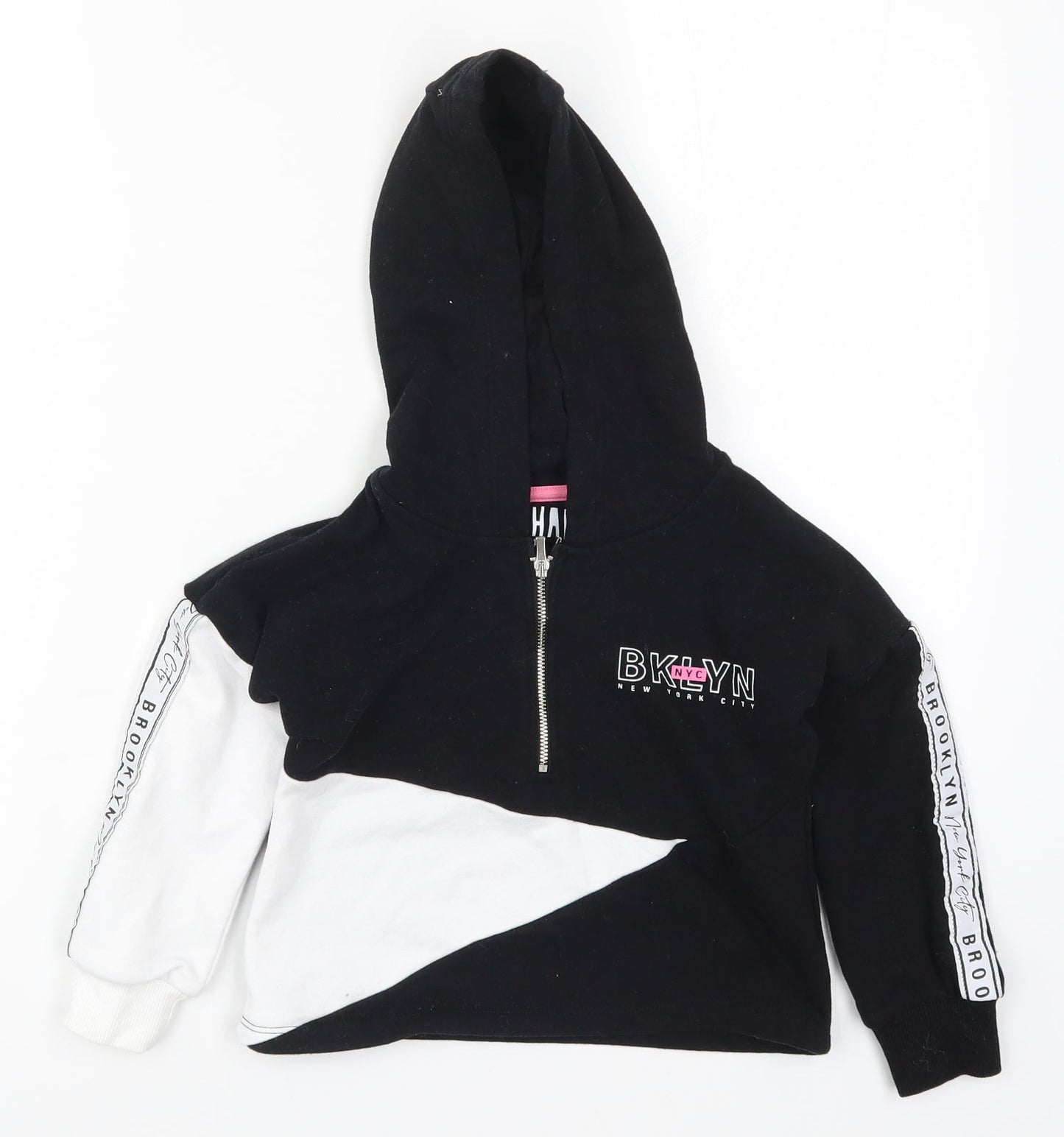 H&M Girls Black Colourblock  Pullover Hoodie Size 4-5 Years  - Brooklyn New York