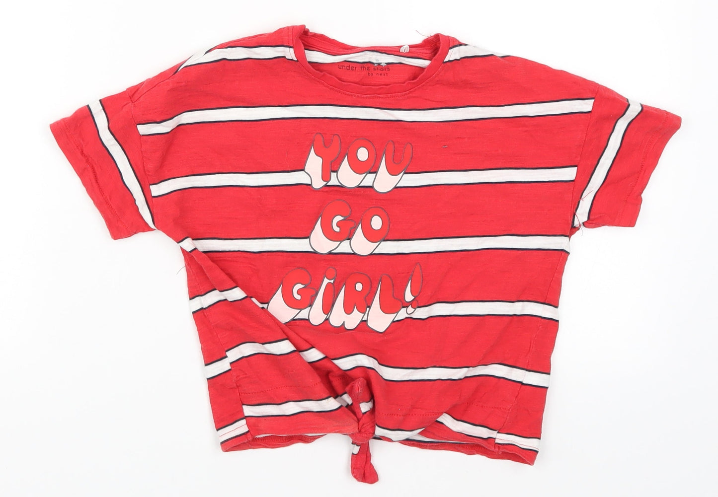 NEXT Girls Red Striped  Basic T-Shirt Size 6 Years  - You Go Girl