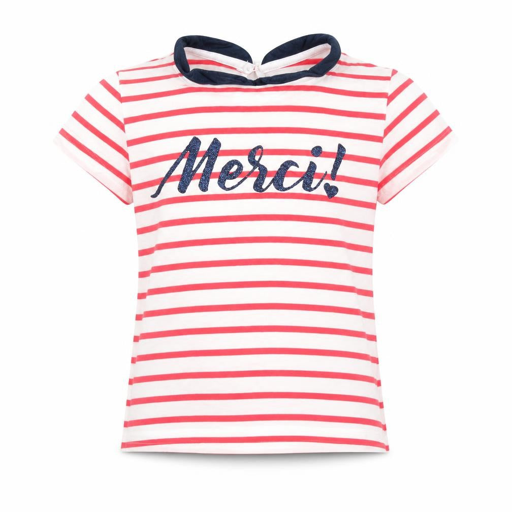 Girls Girls Red Striped  Basic T-Shirt Size 7 Years