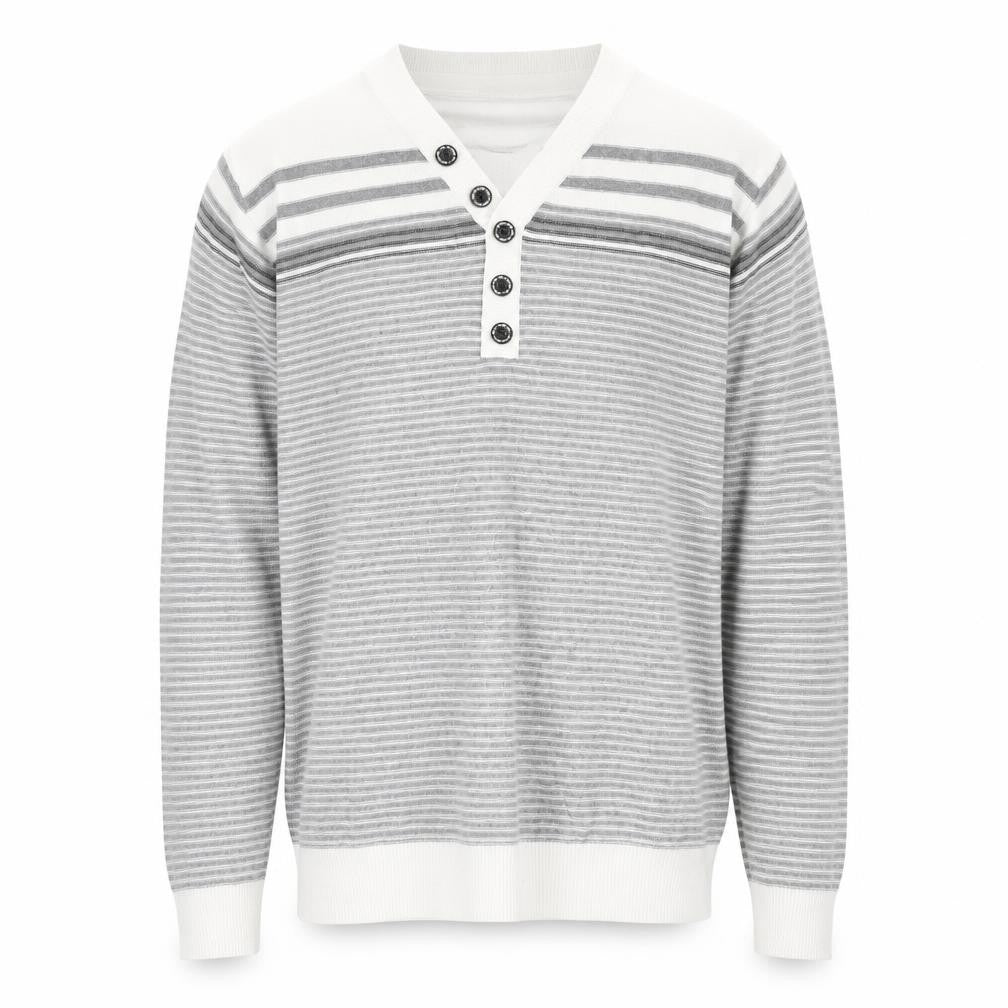 George Mens Grey Striped Knit Pullover Jumper Size L