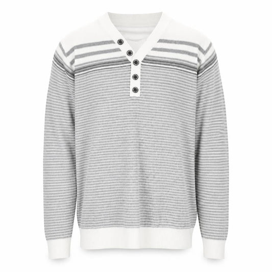 George Mens Grey Striped Knit Pullover Jumper Size L