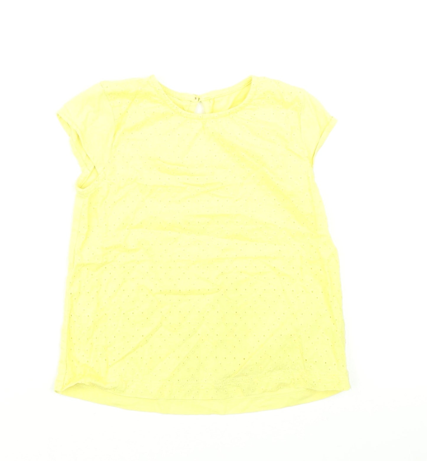 M&S Girls Yellow Floral  Basic T-Shirt Size 2-3 Years