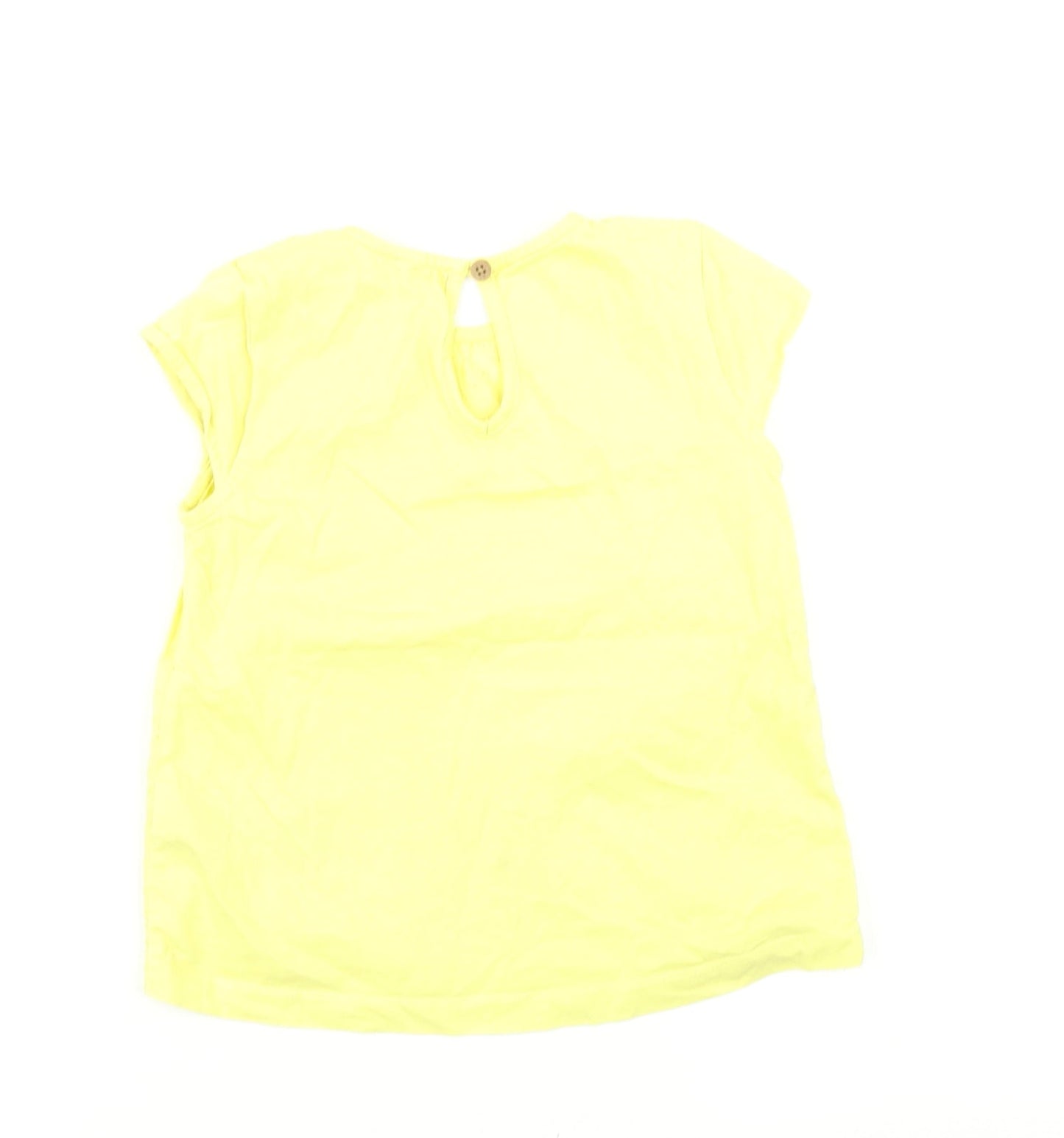 M&S Girls Yellow Floral  Basic T-Shirt Size 2-3 Years