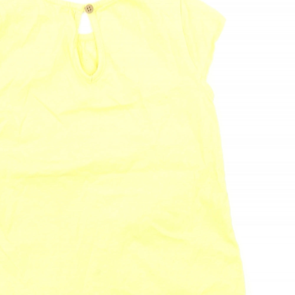 M&S Girls Yellow Floral  Basic T-Shirt Size 2-3 Years