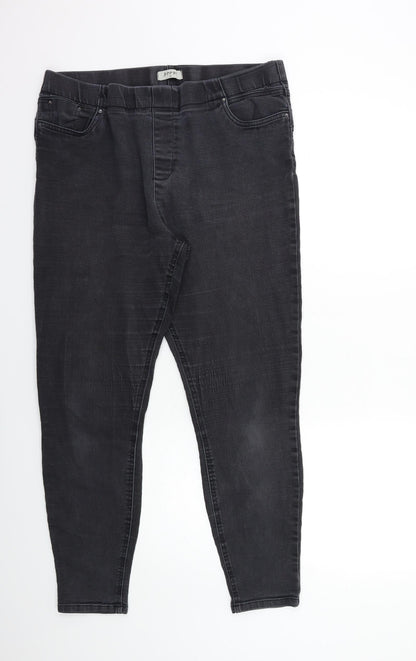 Front view of Soon women’s grey denim jegging jeans, size UK 16, 28-inch leg