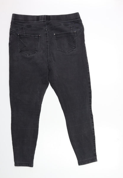 Back view of Soon women’s grey denim jegging jeans, size UK 16, 28-inch leg