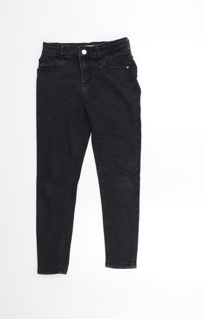 Additional front view of Denim & Co. girls’ black denim skinny jeans, size 9-10, years