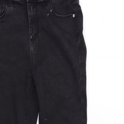 Close-up detail of Denim & Co. girls’ black denim skinny jeans, size 9-10, years
