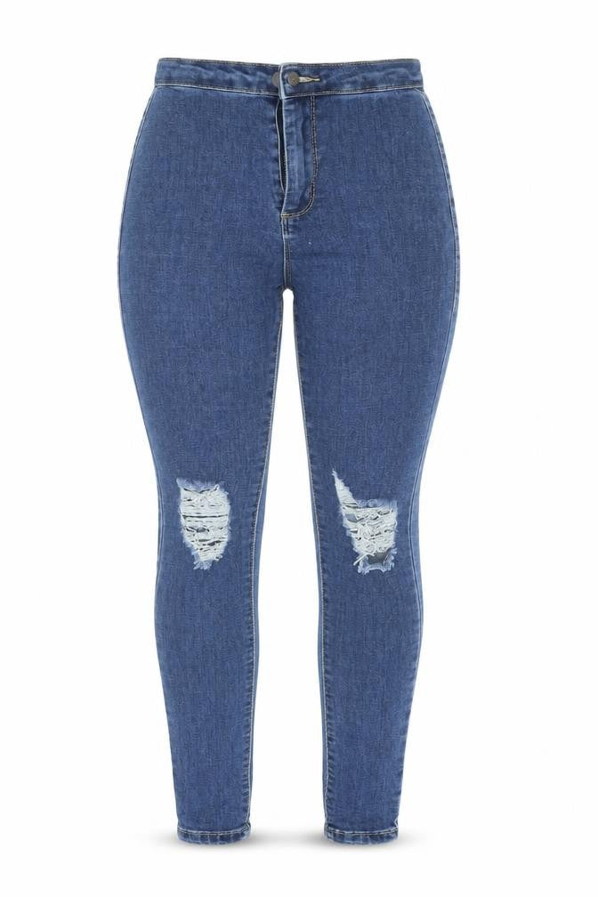 PRETTYLITTLETHING Womens Blue  Denim Jegging Leggings Size 6 L27 in