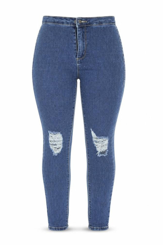 PRETTYLITTLETHING Womens Blue  Denim Jegging Leggings Size 6 L27 in