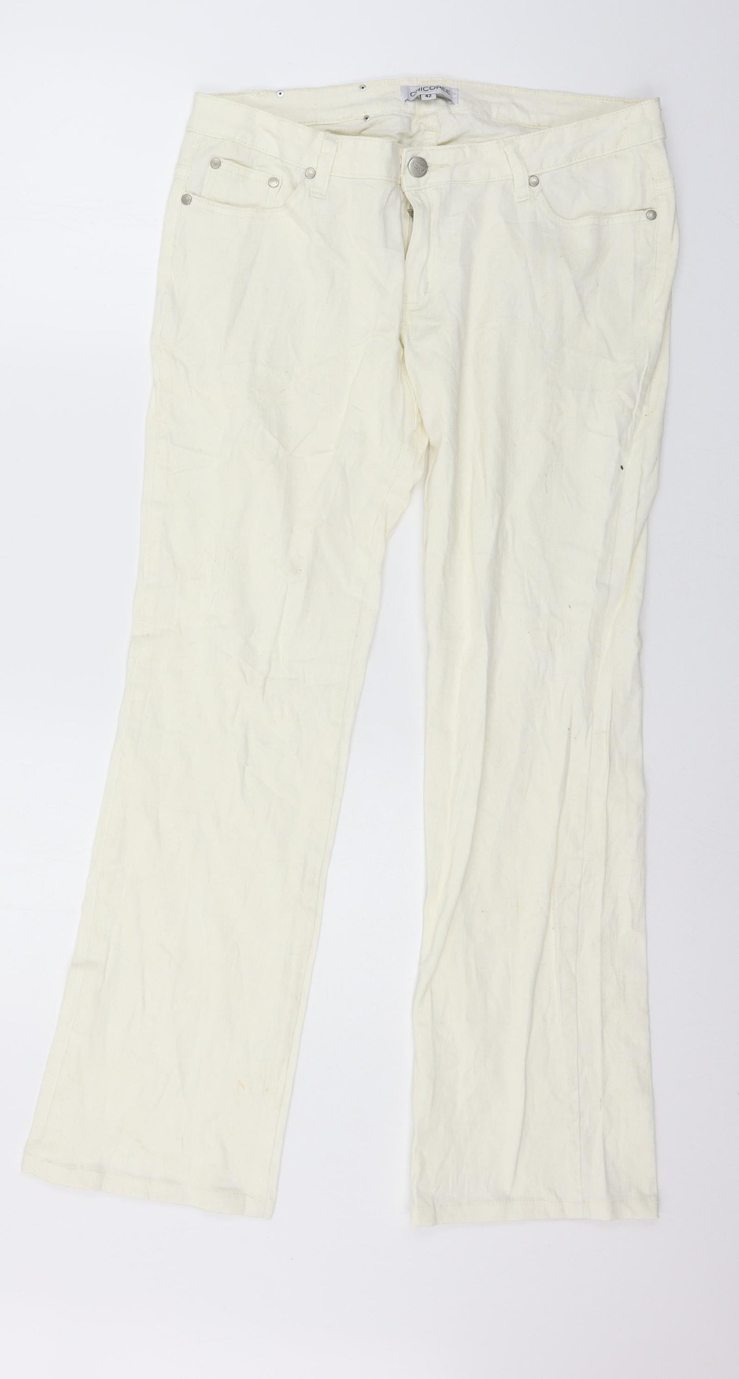 Chicoree Womens Ivory  Denim Trousers  Size 14 L30 in