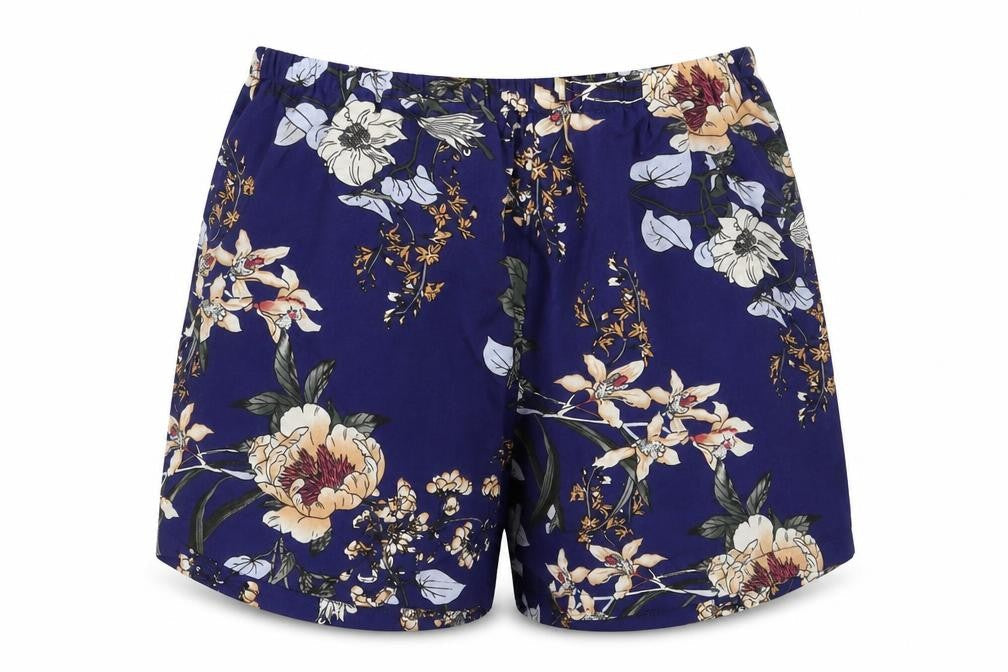 Preworn Womens Blue Floral  Hot Pants Shorts Size 28 in