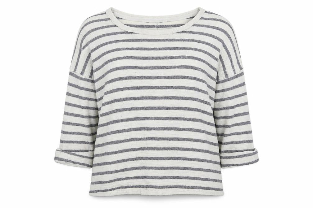 New Look Womens White Striped Knit Pullover Jumper Size 10