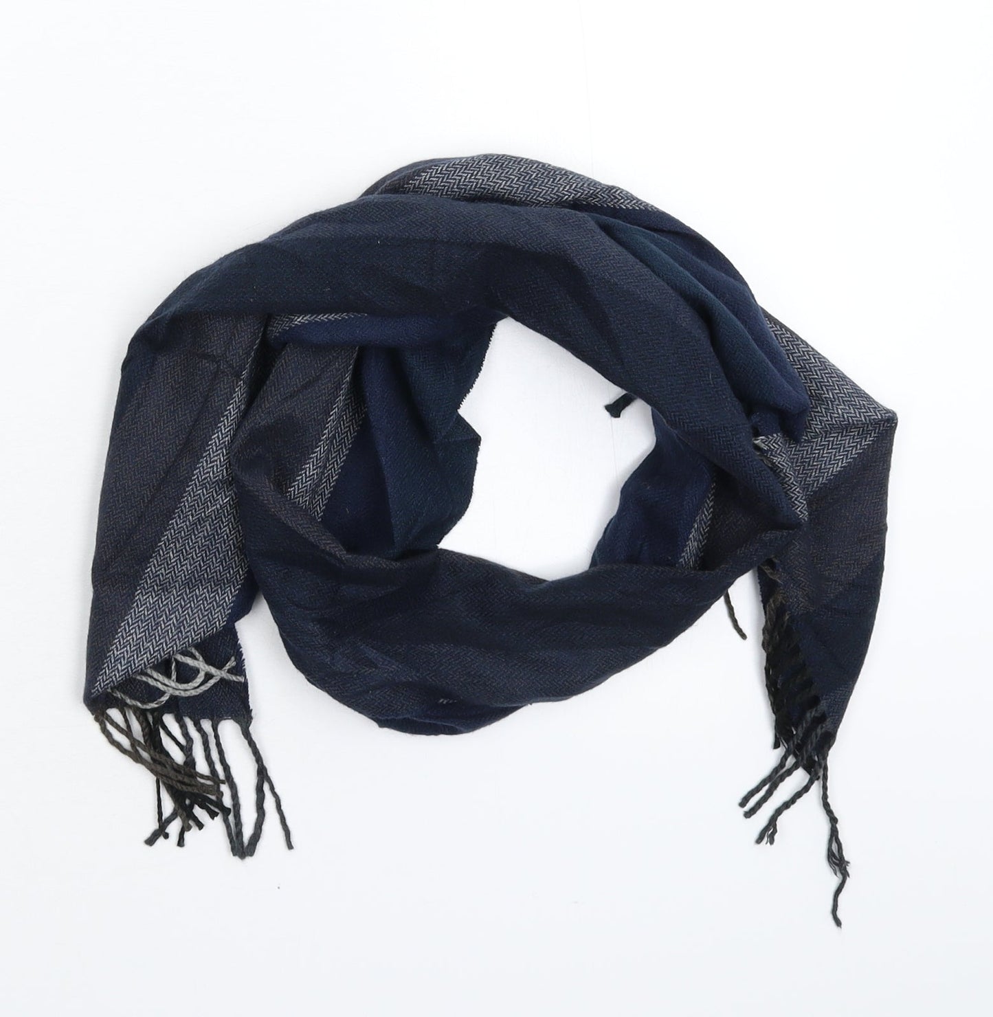 Preworn Mens Blue Striped Knit Scarf  One Size