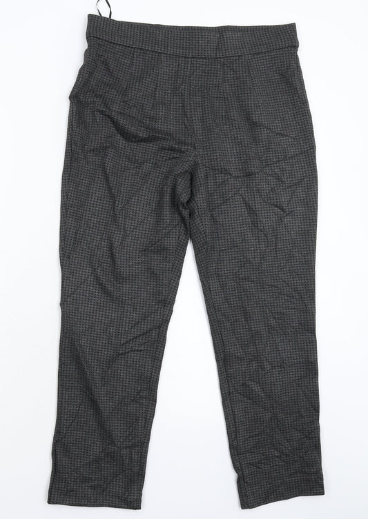 Marks and Spencer Womens Grey Houndstooth  Cropped Trousers Size 12 L25 in