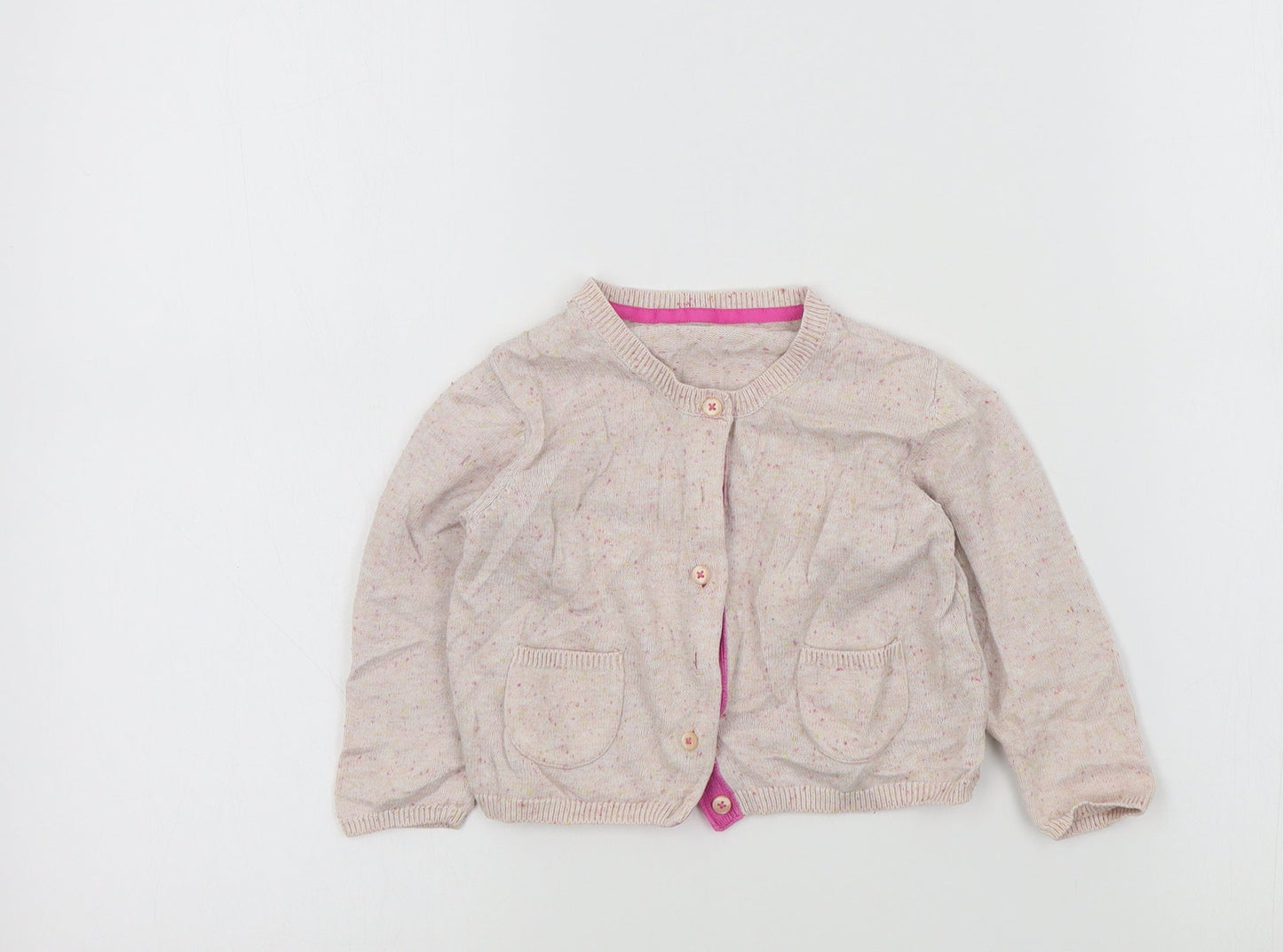 M&S Girls Pink Colourblock  Cardigan Jumper Size 12-18 Months