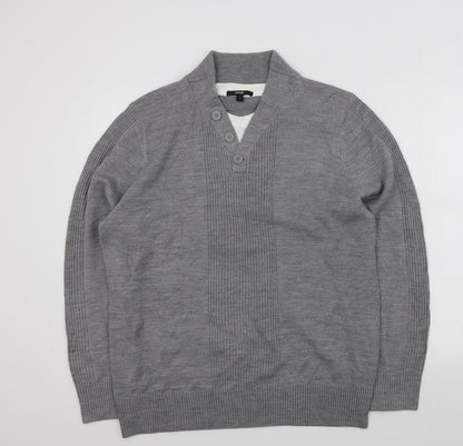 Preloved George Mens Grey   Pullover Jumper Size L  - t-shirt neck - Front