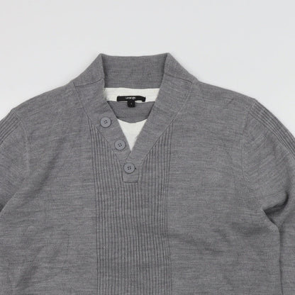 Preloved George Mens Grey   Pullover Jumper Size L  - t-shirt neck - Detail