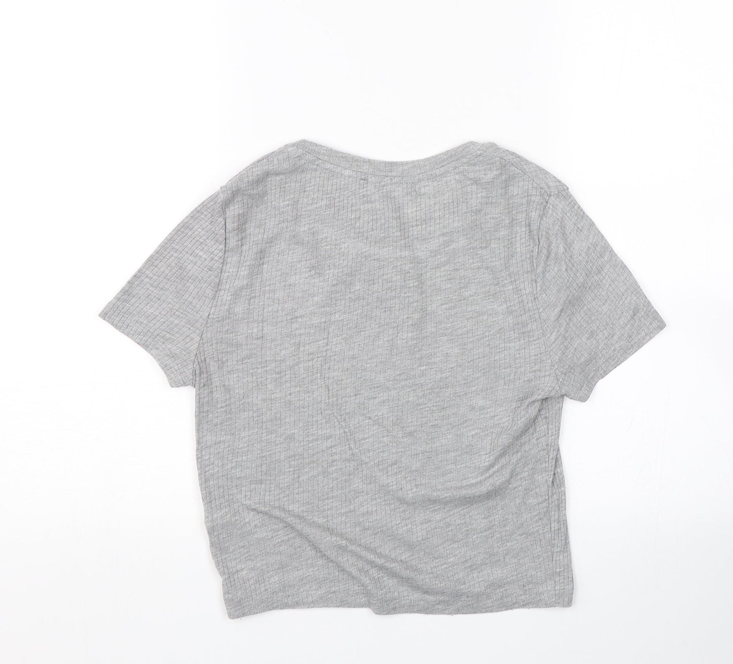 New Look Womens Grey Striped  Wrap T-Shirt Size 10